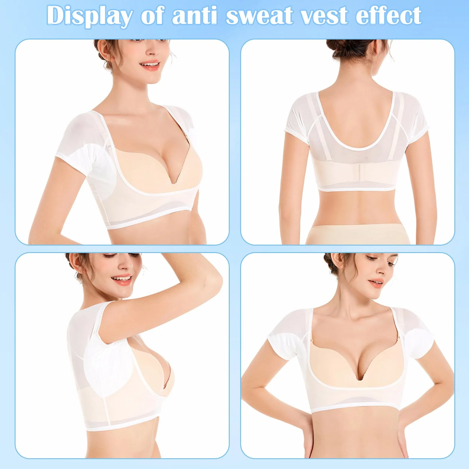 3 Unidades de Chaleco para el Sudor de Las Axilas Chaleco Transpirable para el Sudor de Las Axilas Camiseta Interior Que Absorbe el Sudor de Las Axilas Reutilizable y Lavable para Mujer