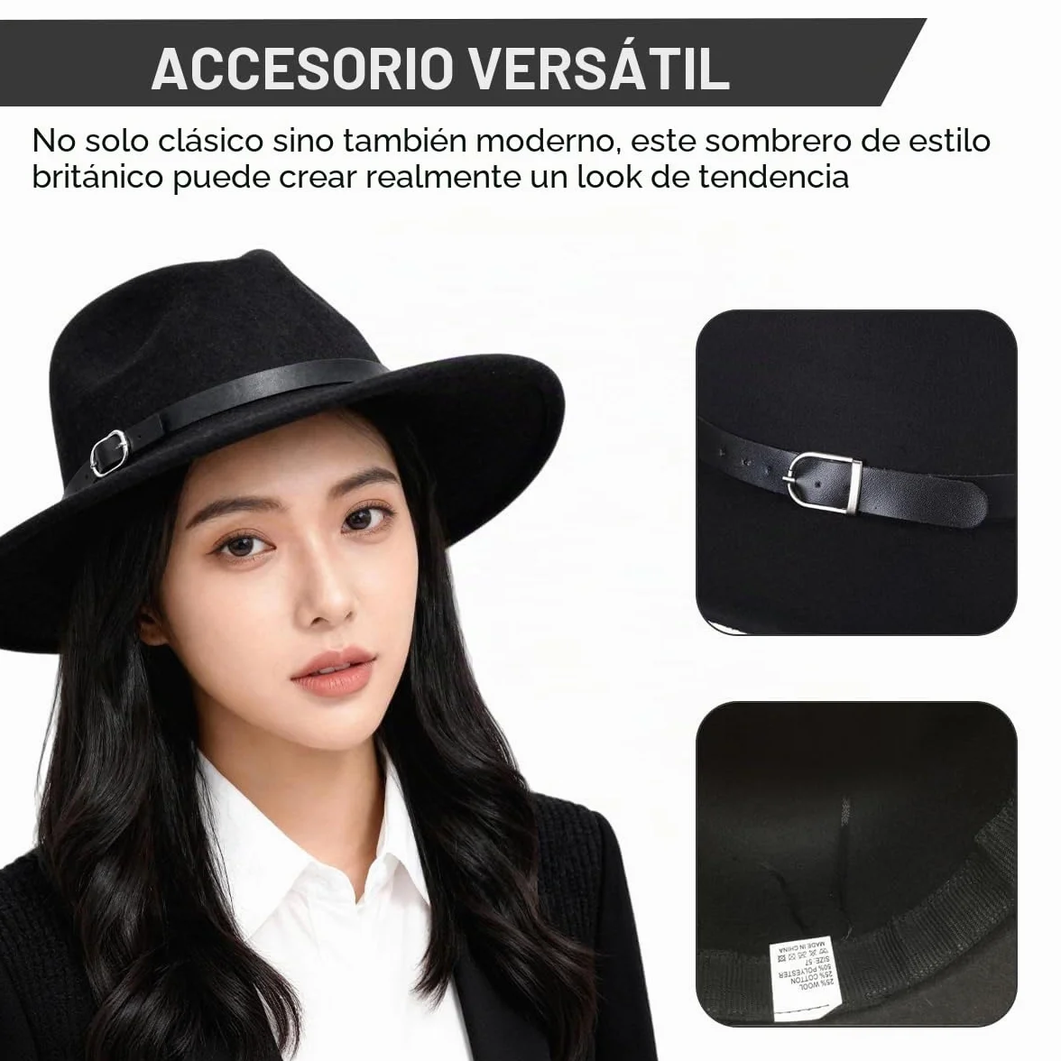 QUUPY Sombrero Fedora clásico de ala ancha con hebilla de cinturón, sombrero de Panamá de fieltro para mujeres y hombres (rojo)