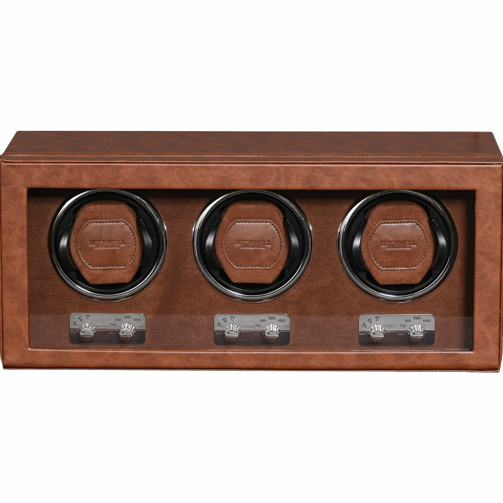 ROTHWELL Bobinador triple relojes automáticos motor silencioso múltiples velocidades ajustes rotación bronceado marrón