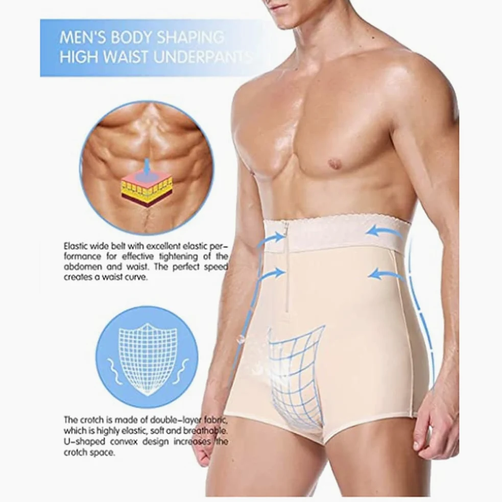 Compresion Pantalones Cortos Moldeadores con Control de Abdomen para Hombre Ropa Interior