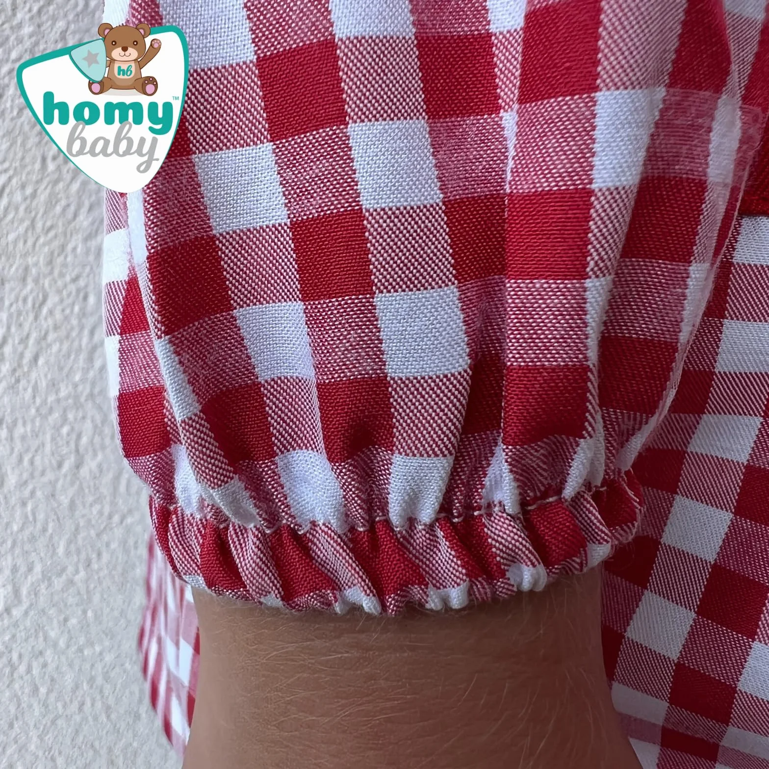 Bata escolar infantil HOMYBABY® con botones para guardería y colegio - Fácil de poner y quitar con bolsillos y puños cerrados (Rojo, Talla 1)