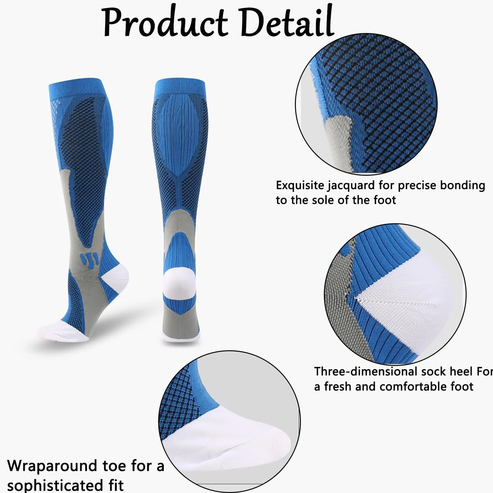 Calcetines de Compresión para Mujer y Hombre, 3 Pares, Largos Graduados para Deportes, Fútbol, Running, Pantorrillas Anchas