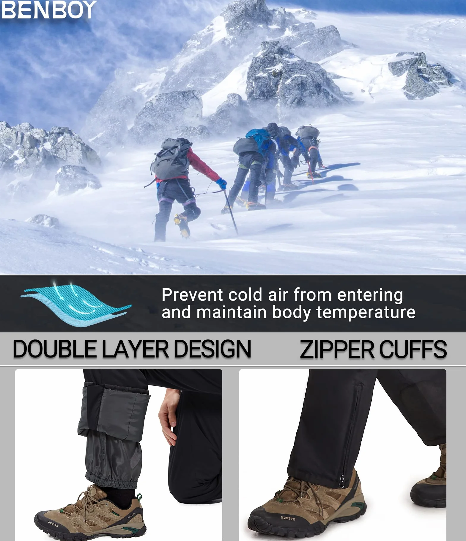 Pantalones Nieve Esquí Mujer Invernal Pantalón Softshell Calor Pantalones de Trabajo Largos Prueba Viento Impermeable Mono Outdoor Pantalón Funcional con Tirantes Ajustables HXK7552W-Black-XS