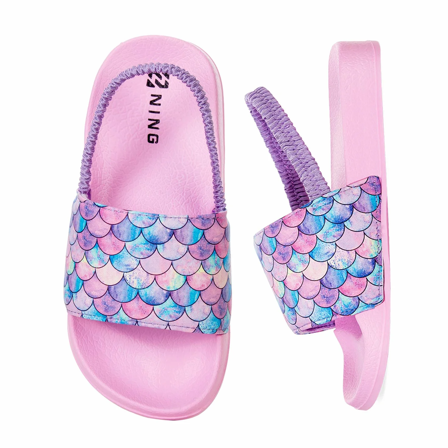 WateLves Chanclas Niña Niño Playa Piscina Zapatillas de Verano Zapatos Chanclas Niña Baño Hogar Ligero Antideslizante Sandalias(Escala de pescado rosa, 26/27EU)