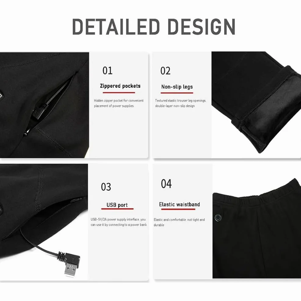 Conjunto de Ropa Interior Térmica Calefactable USB para Hombre y Mujer, Incluye Pantalón y Camiseta Térmica con 9 Zonas de Calefacción y Forro Polar,Gris,M