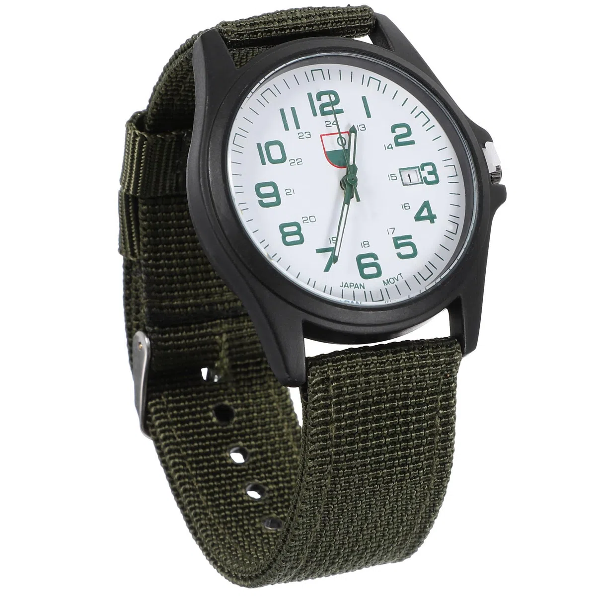 Lurrose Reloj Calendario y Diseño Creativo de Cuarzo para Hombre Correa de Nylon Verde Elegante y Resistente para Uso Deportivo Diario