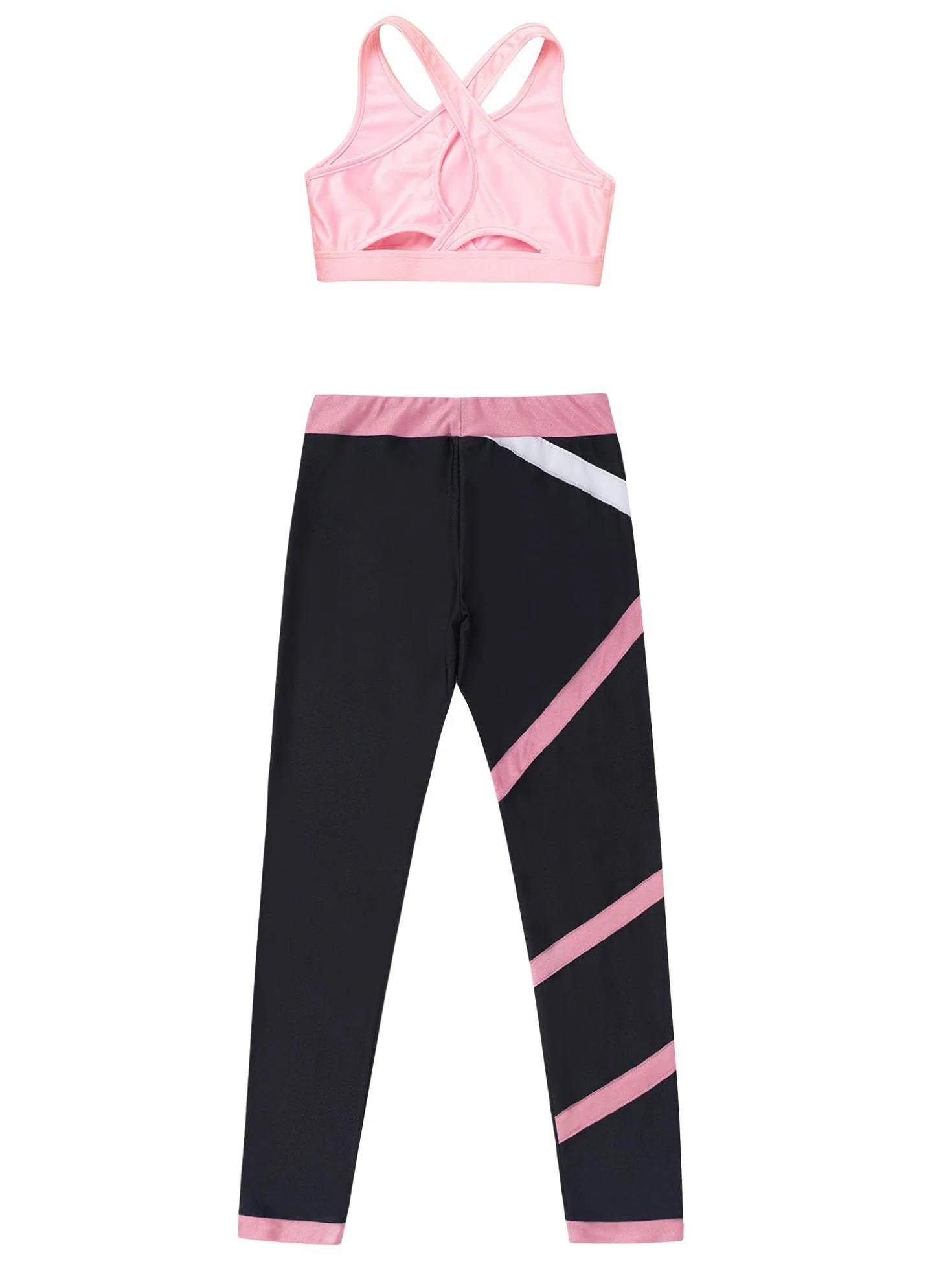 IEFIEL Conjuntos Deportivos para Niña Top Deportivo Estampado Moda+Leggings Largos Ropa Deporte de Correr Yoga Maillot Gimnasia Ritmica