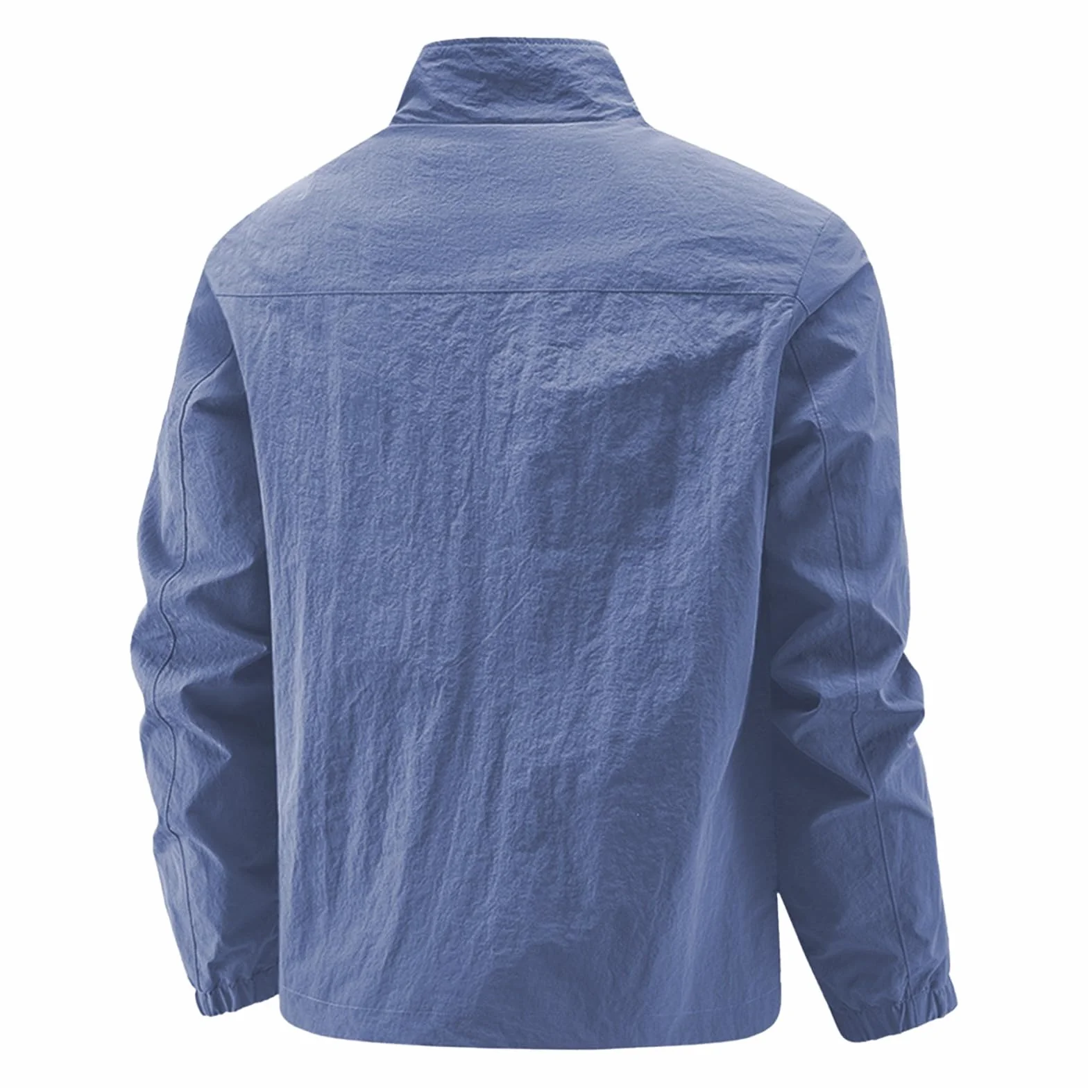 Chaqueta ligera para hombre, con cremallera completa, cuello alto, chaqueta cortavientos casual con bolsillos con cremallera