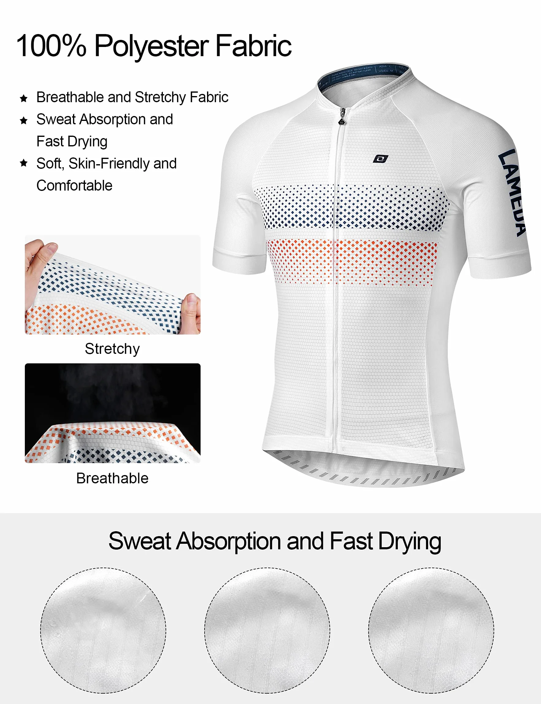 LAMEDA Maillot Ciclismo Hombre Verano Poliéster 100% Transpirable