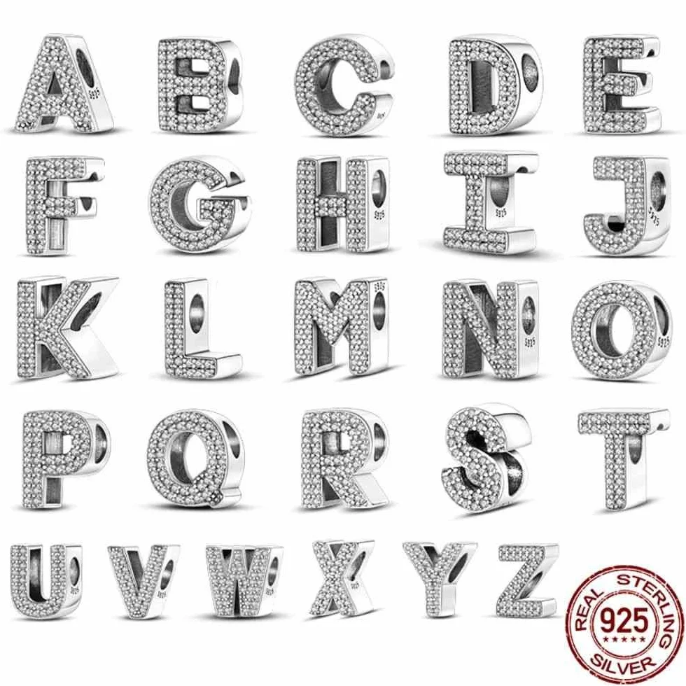 BEEUVIP L Abalorios Charms Colgantes de Alfabeto Cuentas Plata de Ley 925 con Circonita cúbica Transparente Compatible con Pulsera Pandora & Europeo, Charms de Letra para Mujer El estilo C