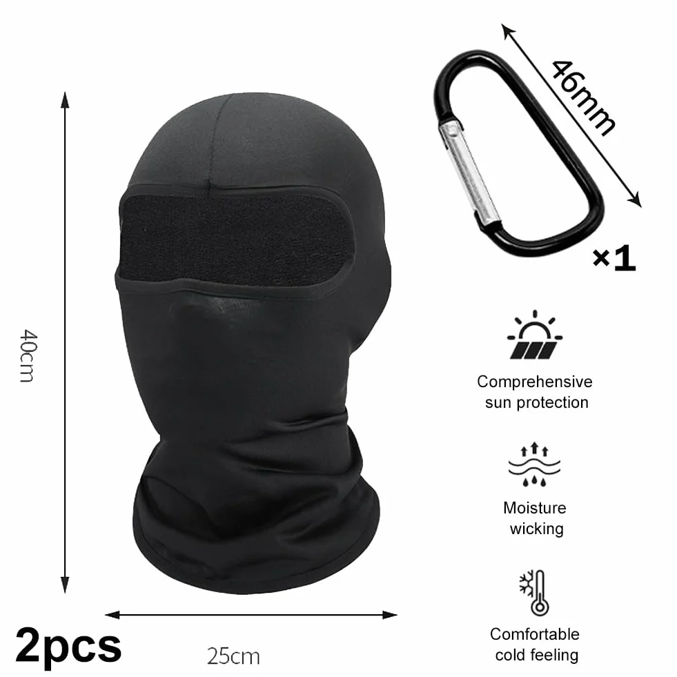 Pasamontañas Niño Balaclava Niños Capucha Tormenta Transpirable Motocicleta Elasticidad Prueba Viento 2 pcs Negro