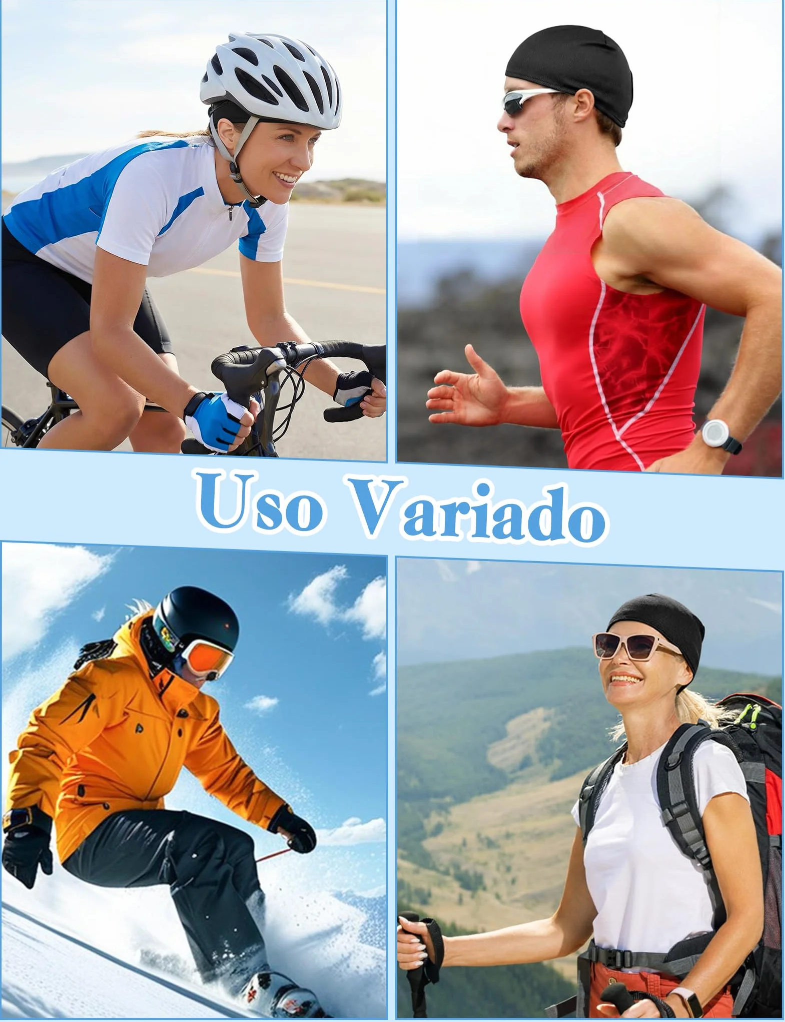 Becellen 2 Piezas Gorros Ciclismo Bajo Casco Verano, Sotocasco Bici Transpirable Multifuncional para Mujer Deporte
