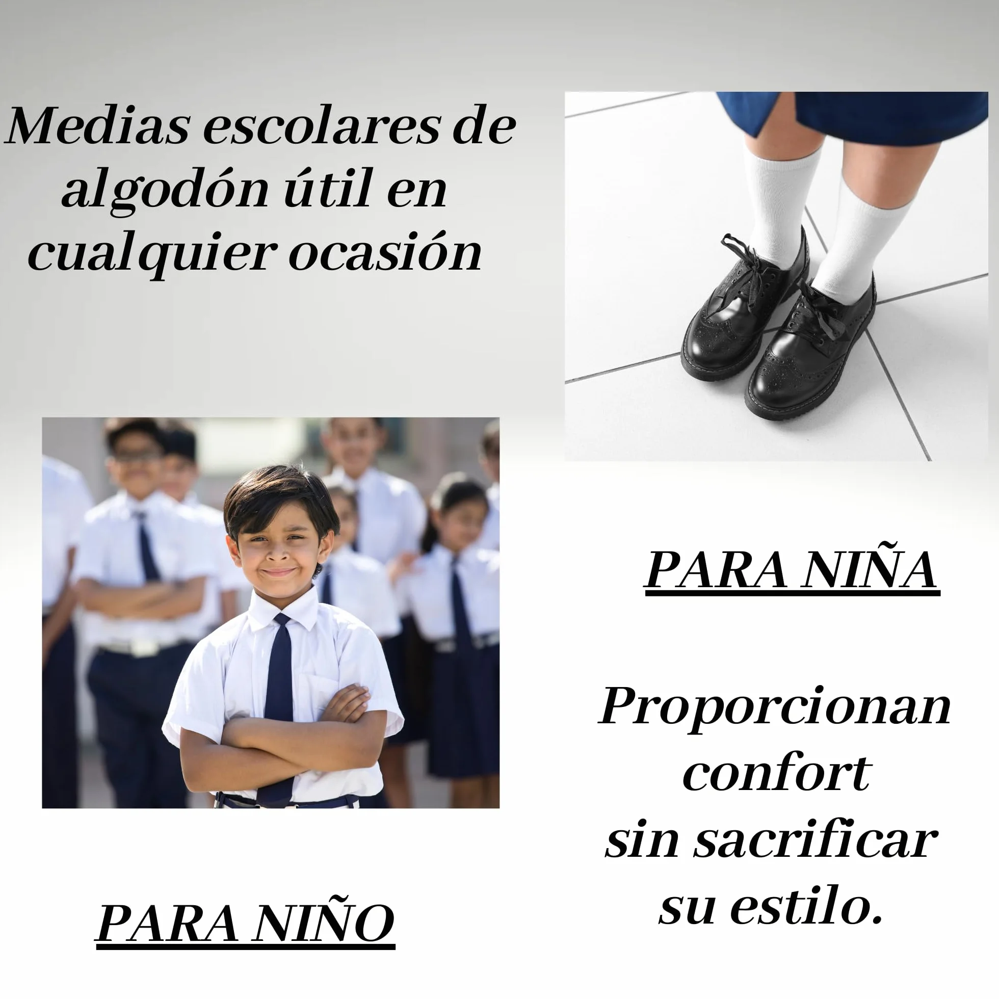 (6 pares) calceltines escolares para niña-niño blancos de algodon uso colegio, deportes, casual unisex, calcetin para uniforme escolar semialtos, medias (FR/ES, Números, 11, Regular, BLANCO 25-28)