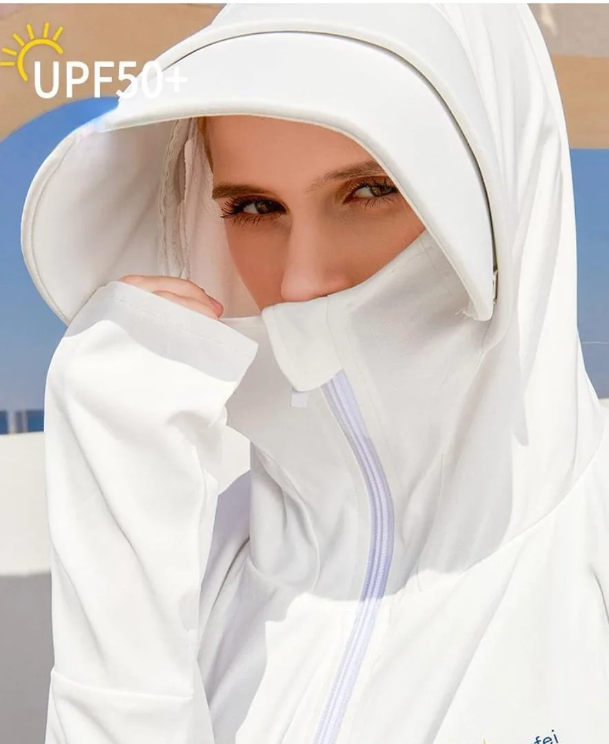 Chaqueta de protección solar para mujer, con cremallera completa, UPF 50+, protección solar UV, ligera, manga larga, sudadera con capucha
