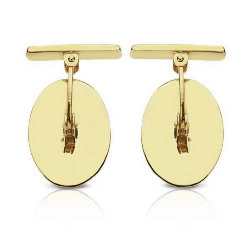 Gemelos oro 18k oval 18mm. mate y brillo 4 surcos hombre
