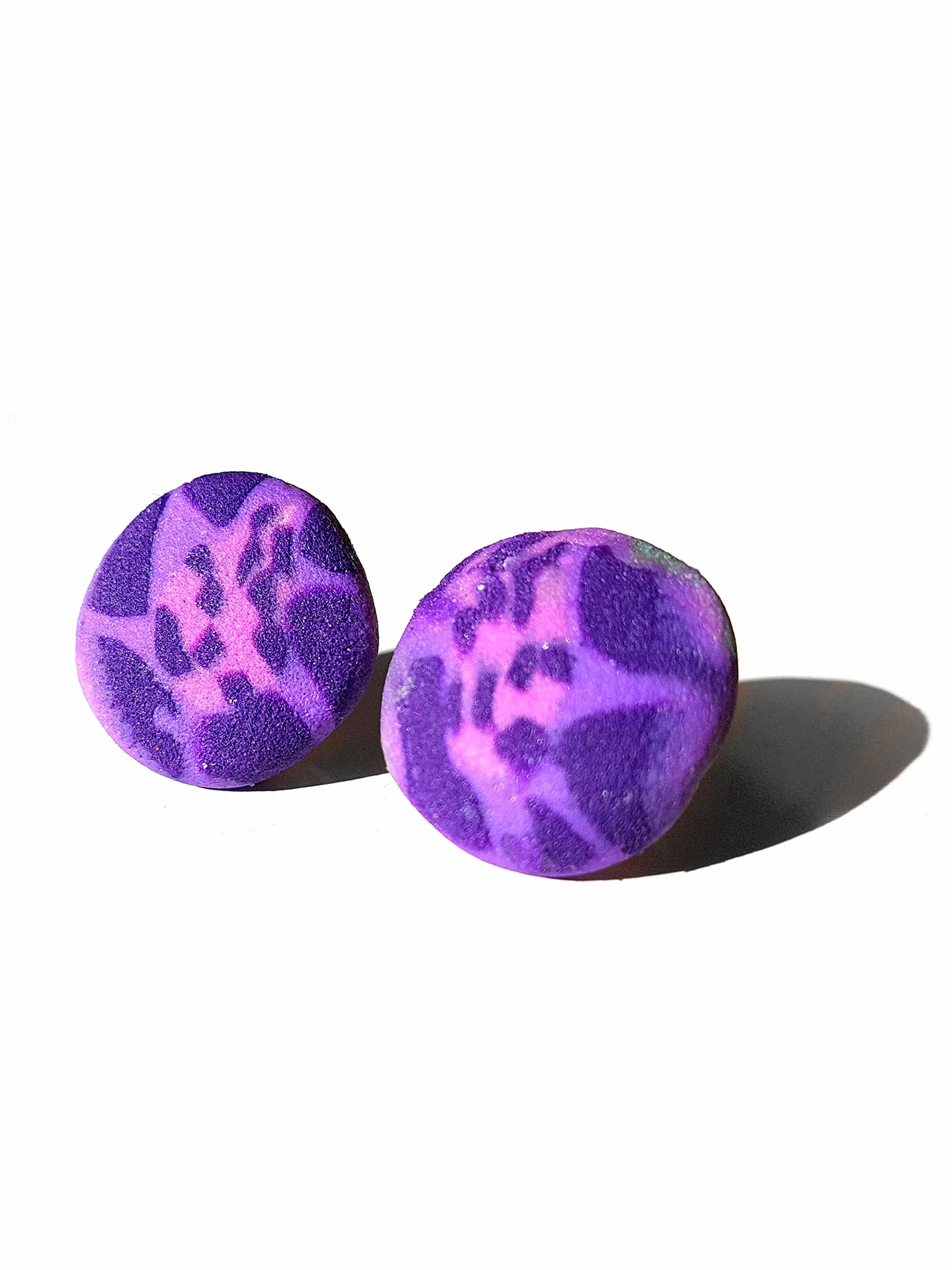 Pendientes Botón Lilas Terciopelo de arcilla polimérica Pieza única regalo original