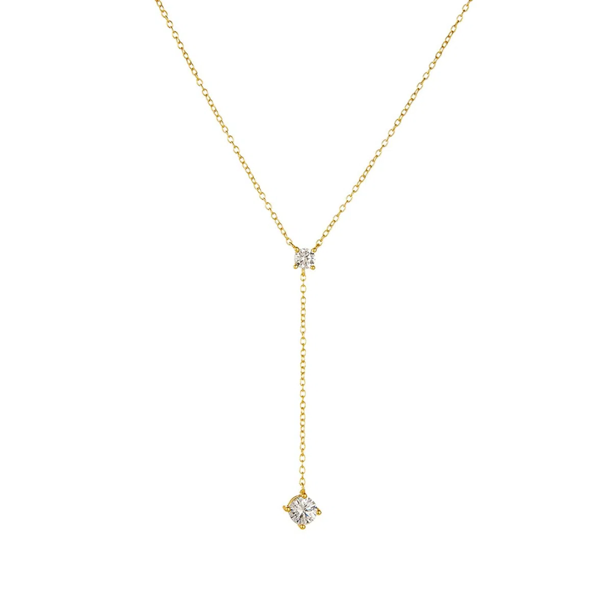 Collar de oro amarillo para mujer, collares con colgante de 9 K, 14 y 18 quilates, cadena en Y con moissanita, collares minimalistas de 42 + 5 cm