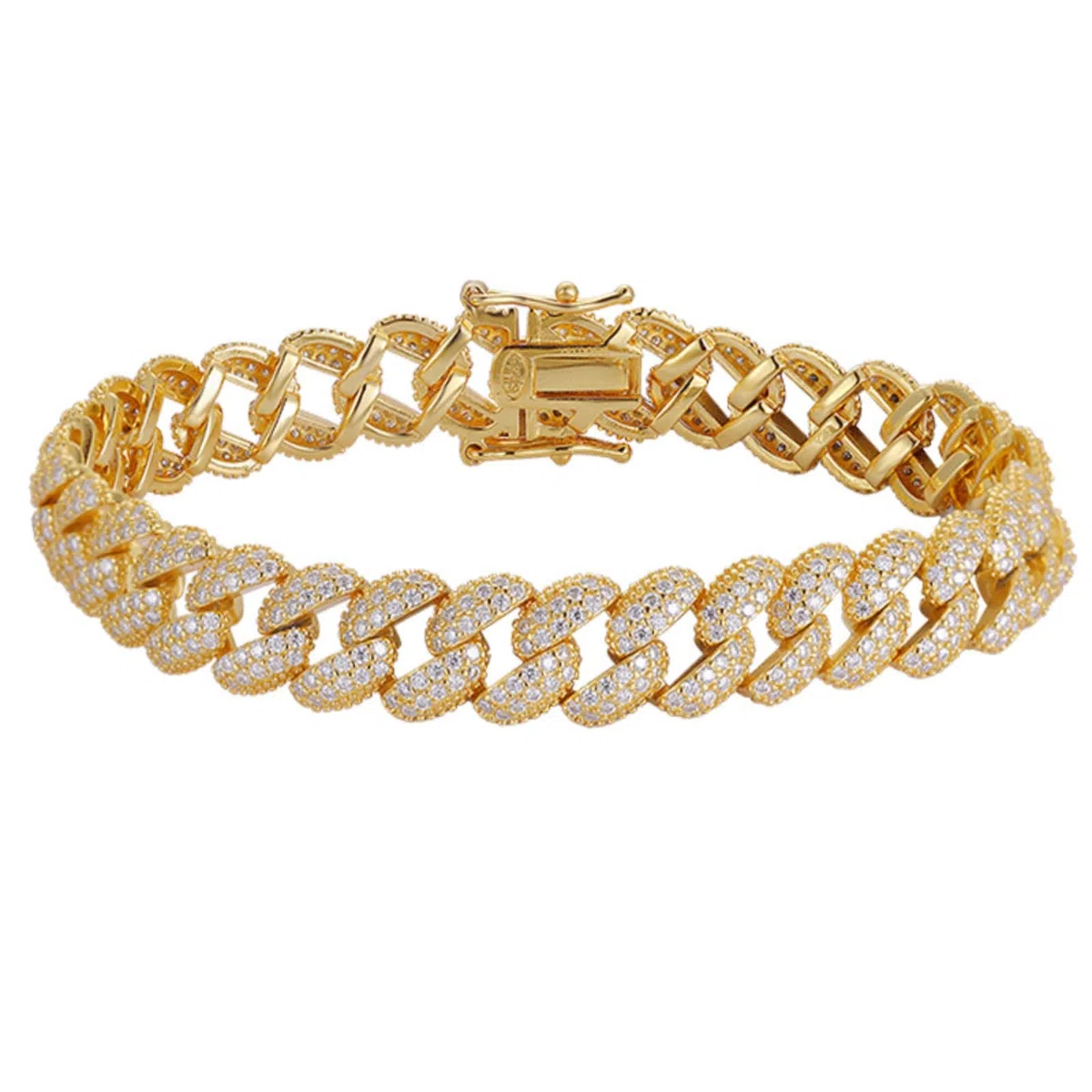 Pulsera de moissanita para hombre, pulsera de eslabones cubanos, hipoalergénica, plata de ley 925, pulseras de oro para hombre, color D, pulsera de cadena de diamantes VVS1, 16-21 cm