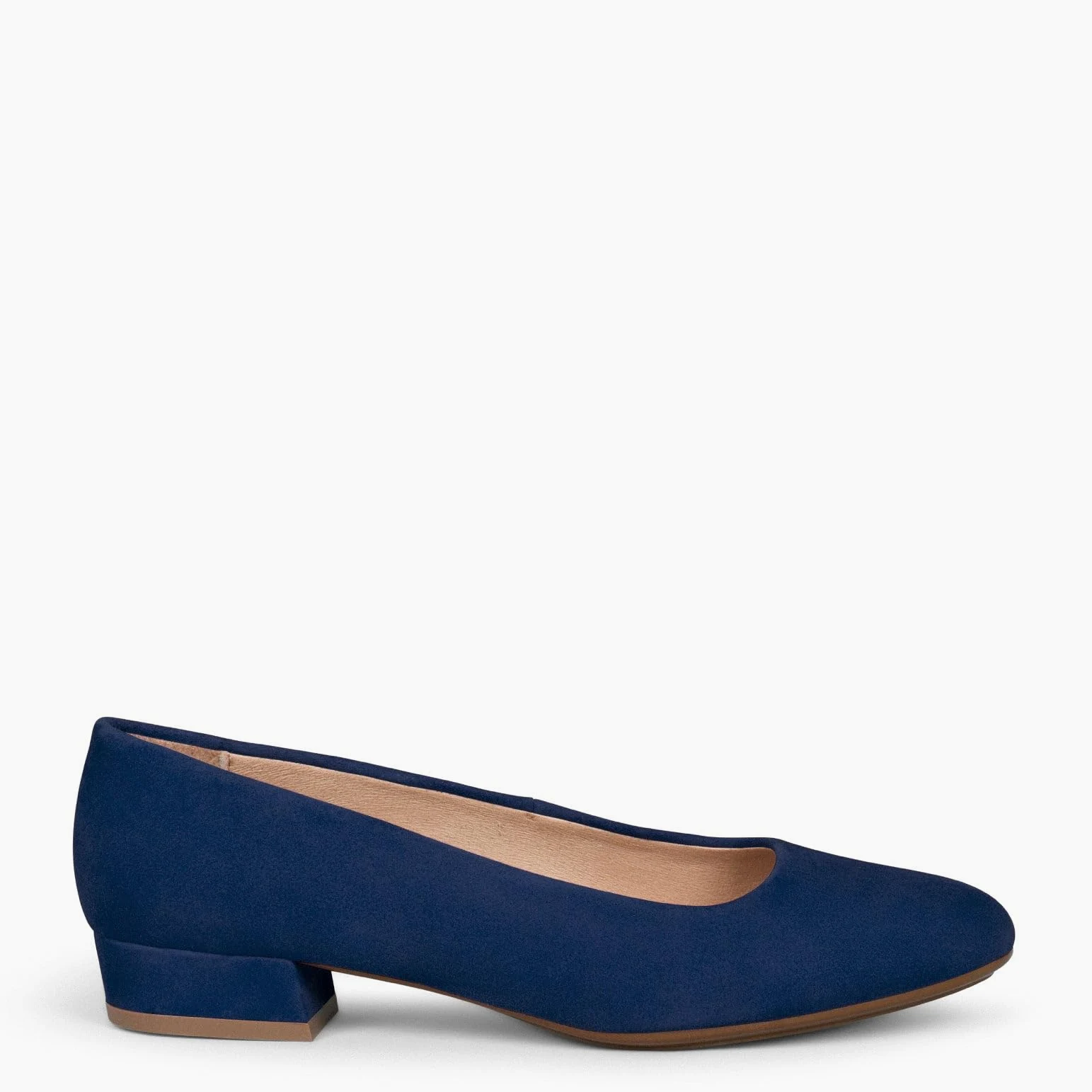 miMaO. Zapatos cómodos de tacón bajo para Mujer en Ante. Plantilla de Gel. Hecho en España