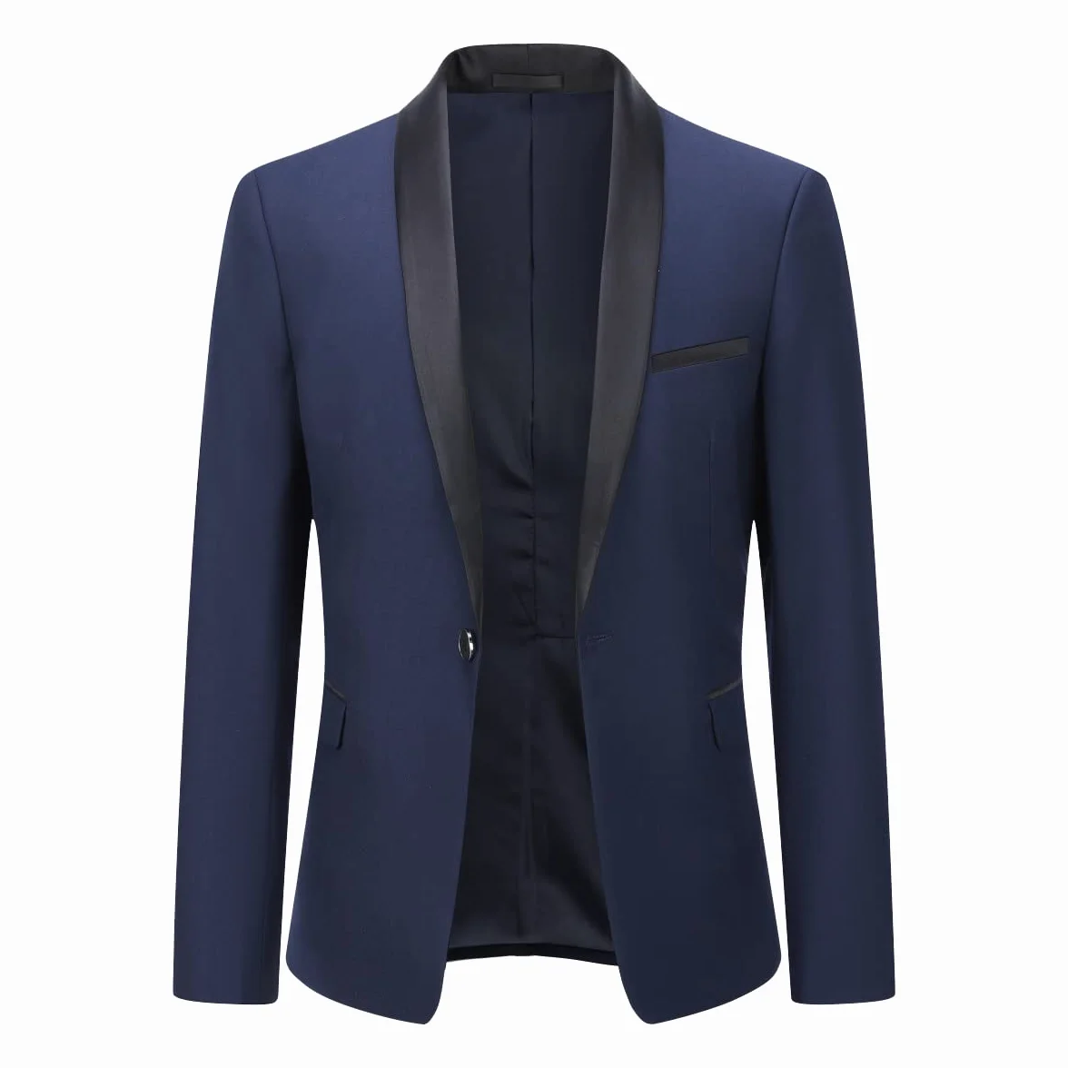 Blazer para Hombre con Cuello de Chal 1 Botón Formal Chaqueta de Traje para Boda Fiesta