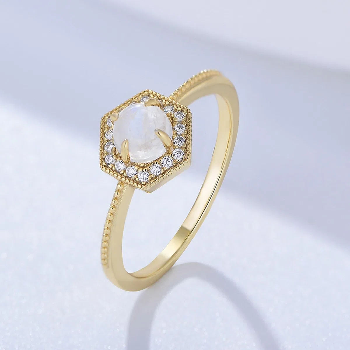 Anillo de oro con ópalo para mujer, anillo de boda, oro amarillo halo, anillos de compromiso de oro real de 0,5 ct ópalo alianzas para mujeres