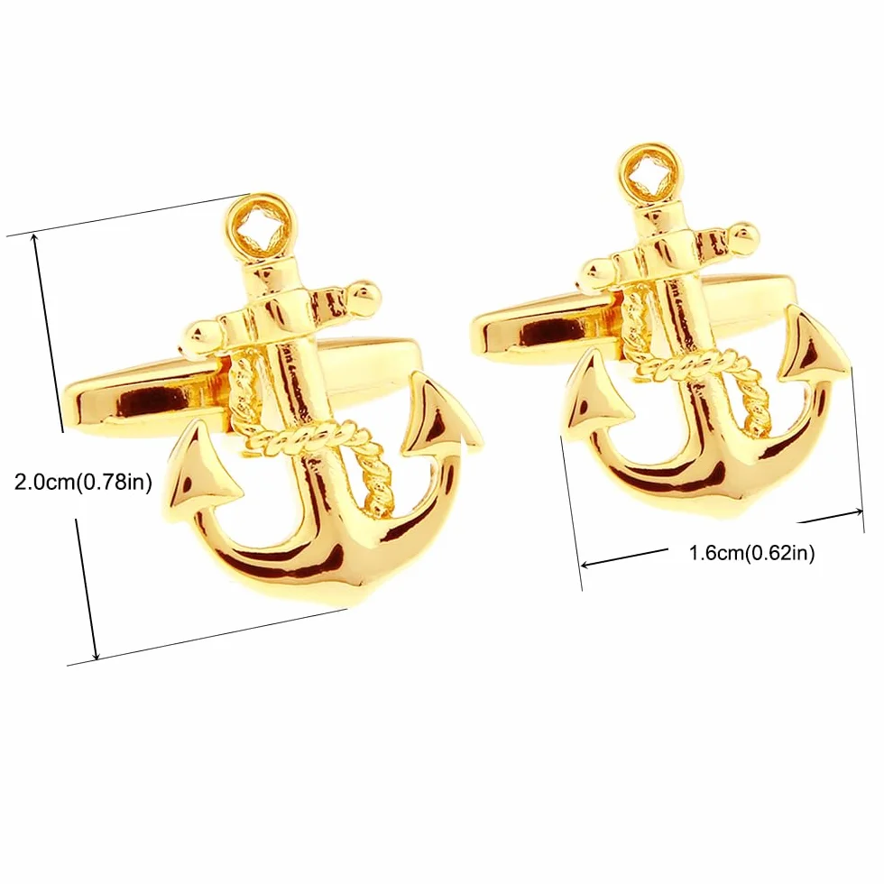 HONEY BEAR Ancla Nautica Gemelos para Hombres Camisa Regalo de Boda de Empresa, Barco Anchor