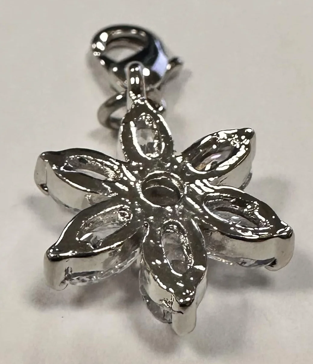 Quiges Charm con Cierre Plateado Flor de Zirconia Transparente Abalorios Joyería de Mujer