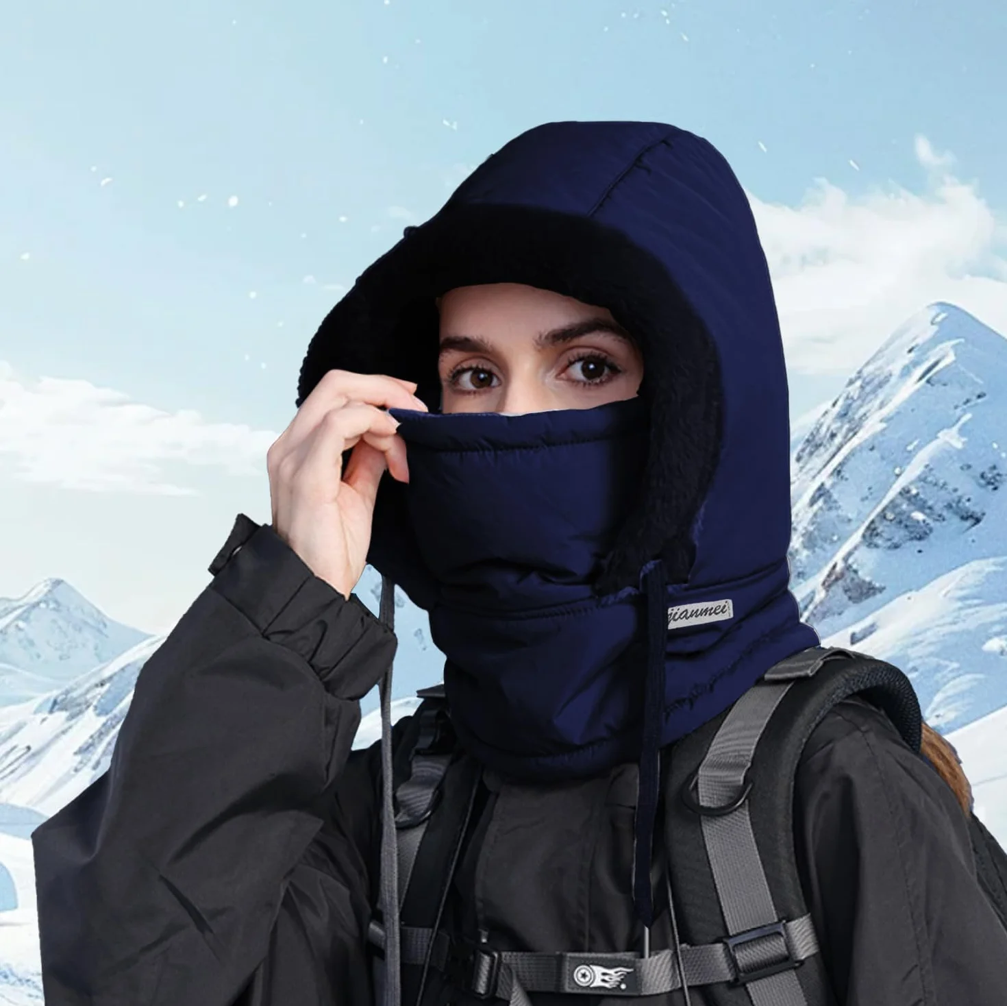 Gorro de Esquí Bufanda con Capucha Sombrero con Capucha Forro Polar Mujer 2 en 1 Cálido Balaclava Invierno