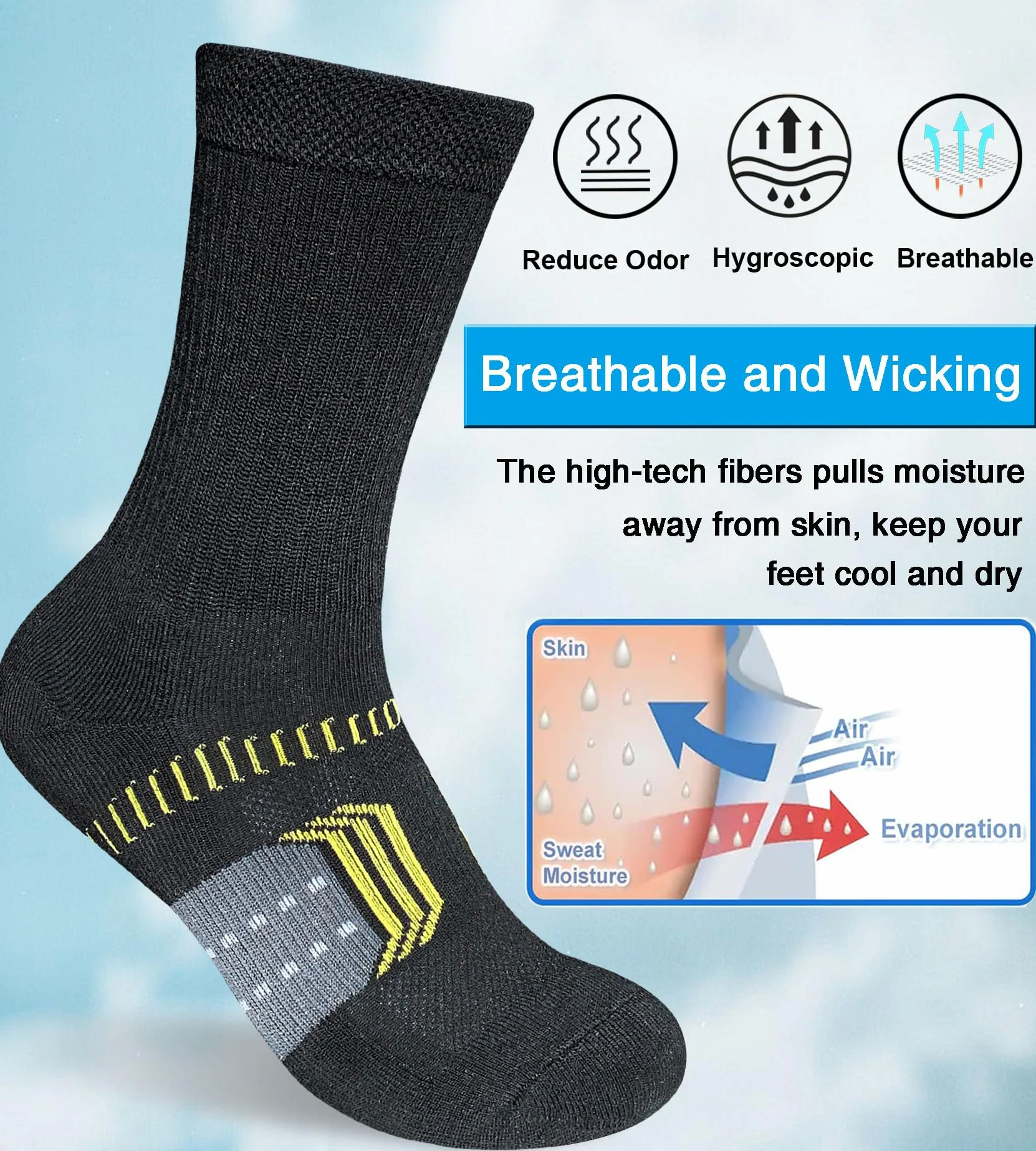 suaskk Calcetines deportivos acolchados para mujer, transpirables, absorbentes, cómodos, para senderismo, 5 pares