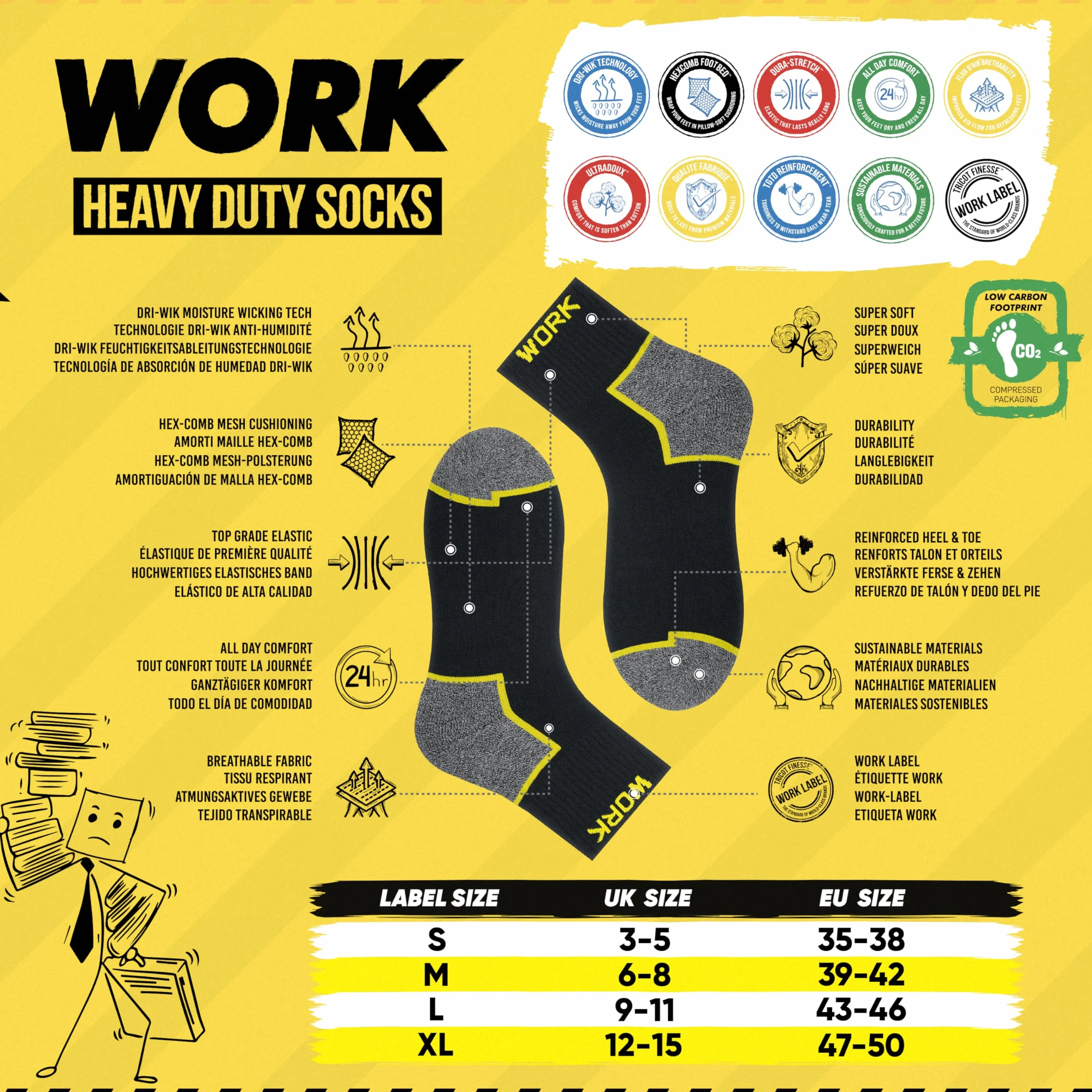 SOXCO 10 Pares Quarter Calcetines Hombre Trabajo Cortos WORK Socks