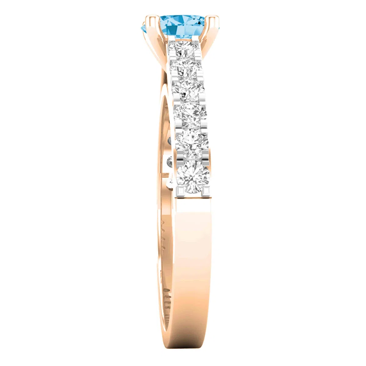 DazzlingRock Collection 10 quilates oro rosa ovalada redonda Blue IJ topacio azul diamante blanco