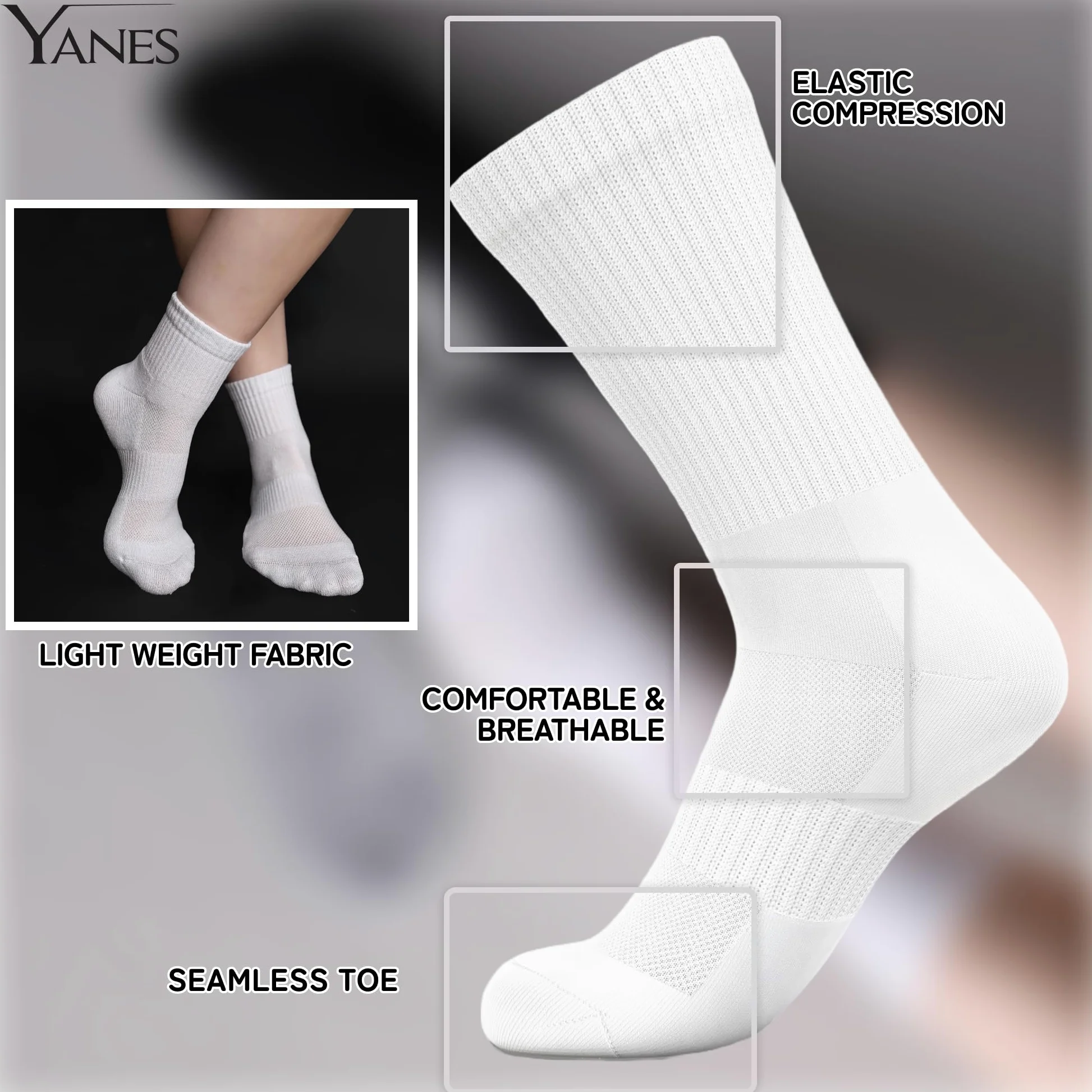 YANES Calcetines tobilleros unisex para correr, senderismo, gimnasio y deportes, calcetines para hombres y mujeres, paquete de 6