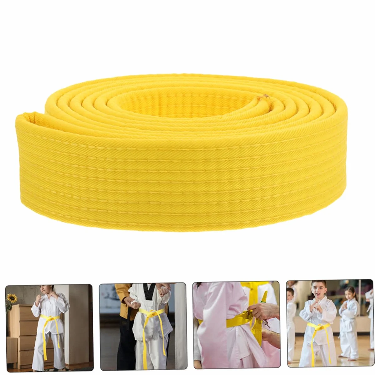 Cinturón de Karate de Algodón Amarillo para Taekwondo, Paquete de 2 Piezas