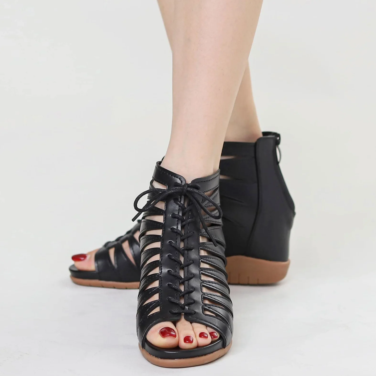 Genérico Cuñas Mujer Plataforma Sandalias Tacon Comodas Sandalias de Tacón de Cuña para Mujer,Bohemias Romanas Étnica Hueca para,Zapatos Playa Verano