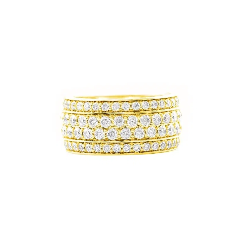 Anillo de oro amarillo de 9 quilates para novia, moissanita, redondo, promise, anillo multihilera, anillo de moissanita, anillo para mujer, talla 60 (19.1), 20, Metal precioso, Moissanita
