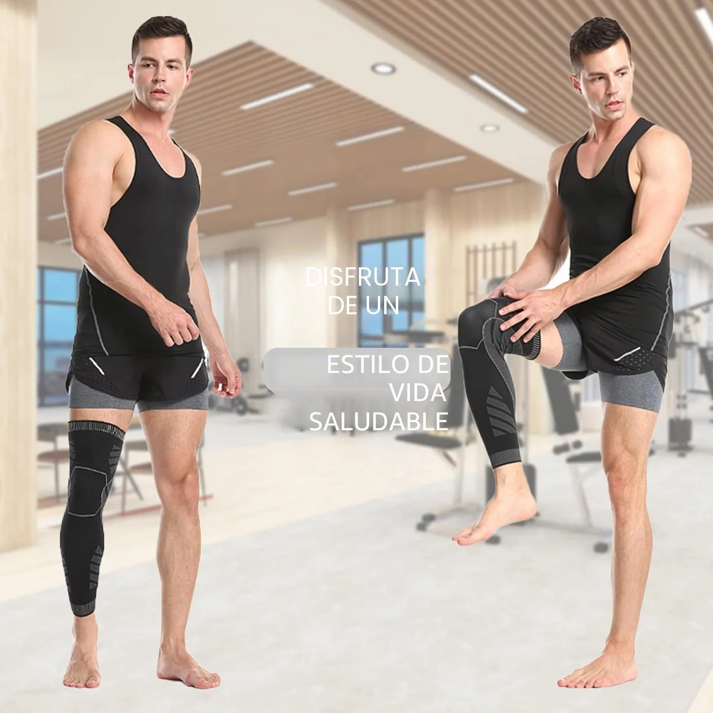 Mangas de Pierna de Compresión, Rodilleras de Compresión de Longitud Completa Antideslizante, Transpirable Calentadores de Piernas para Correr, Baloncesto, Ciclismo, Fútbol, Deporte