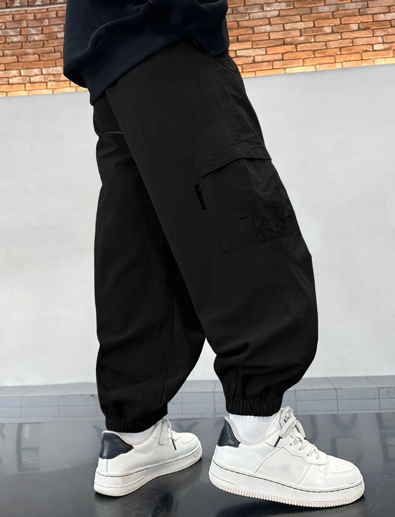 Pantalones Cargo Niño Jogger Algodón Cintura Elástica Bolsillos Infantil 110-164
