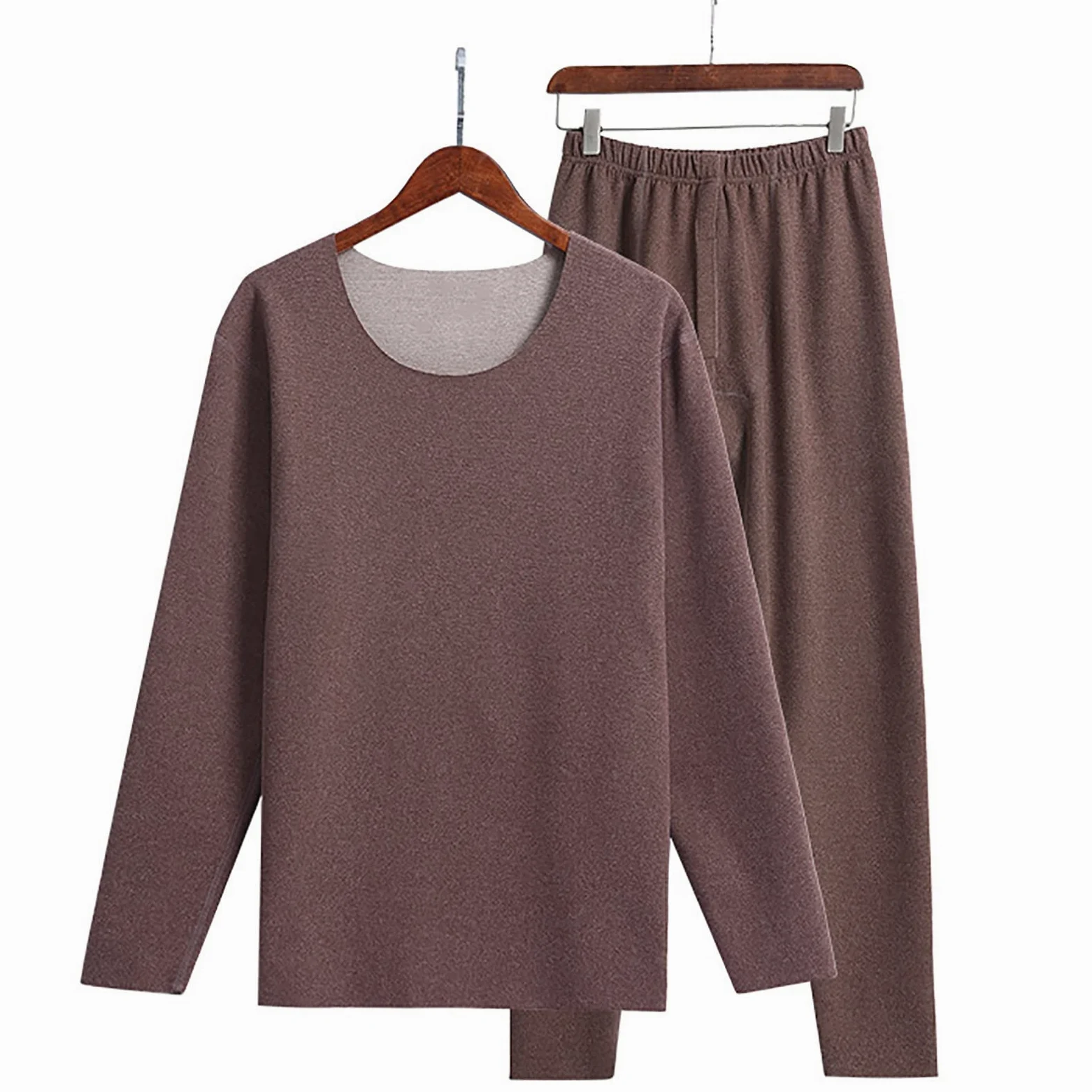 Ropa Interior Térmica Transpirable Funcional Conjuntos Térmicos de Manga Larga Top Johns Ropa Interior de Invierno Hombre para Deportes al Aire Libre (Color : Khaki, Size : L)