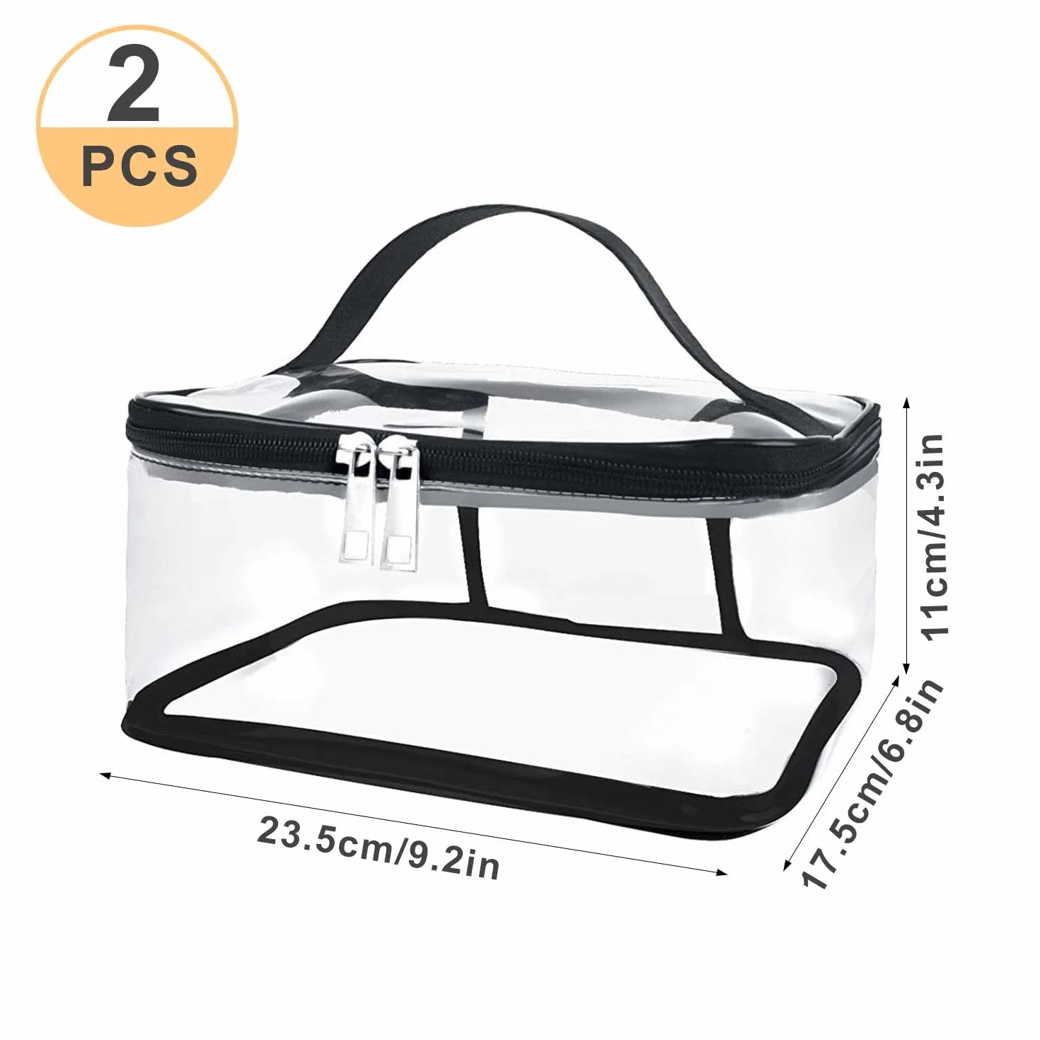 Neceser Transparente Impermeable de PVC, 2 Piezas, Bolsa de Liquidos Grande para Viaje en Avion, Adecuada para Cosméticos y Artículos de Tocador
