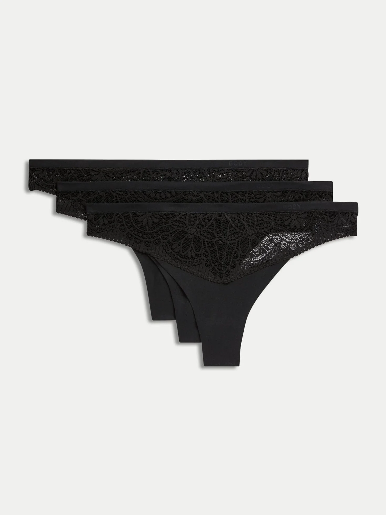 Marks & Spencer Tangas de Encaje Body Soft™ para Mujer Pack de 3, con Elasticidad