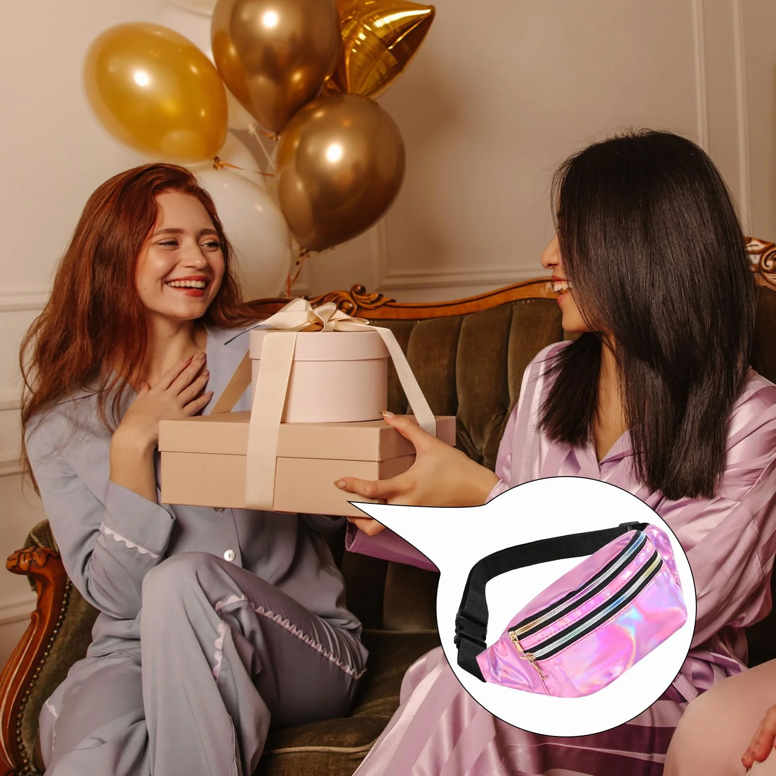 Riñonera Multicolor para Mujer, Niña y Niño con Decoración de Mariposa - Elegante Hipbag para Festivales, Morado, Talla Única, Diseño