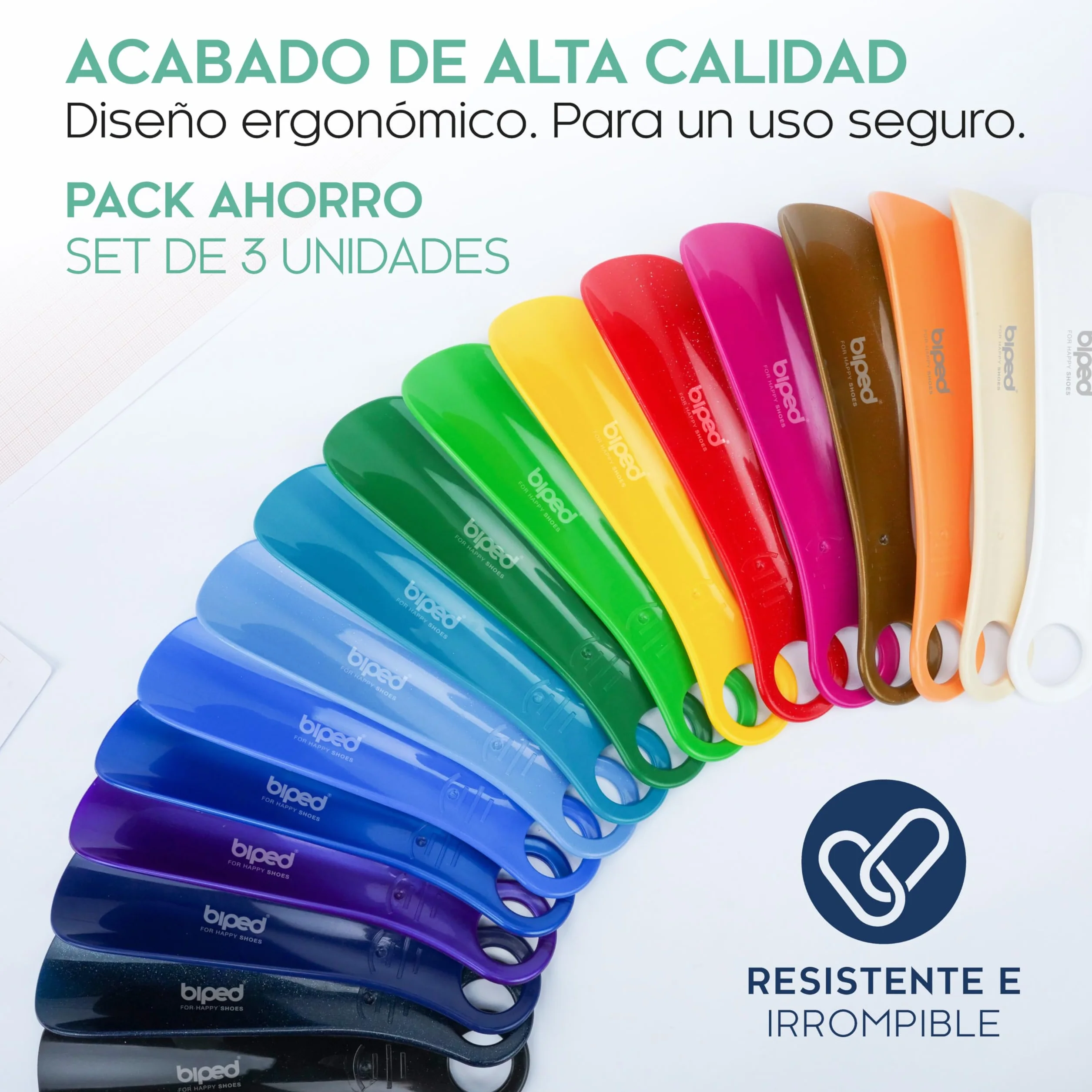 Biped Juego de 3 Calzadores de Plástico 18 cm – Mini Cuernos de Zapato Ergonómicos para Viaje