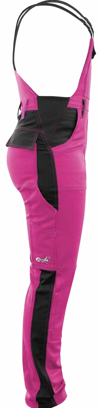 strongAnt Peto elástico de Trabajo para Mujer, pantalones de trabajo con bolsillos para rodillera - Negra Blanca Rosa