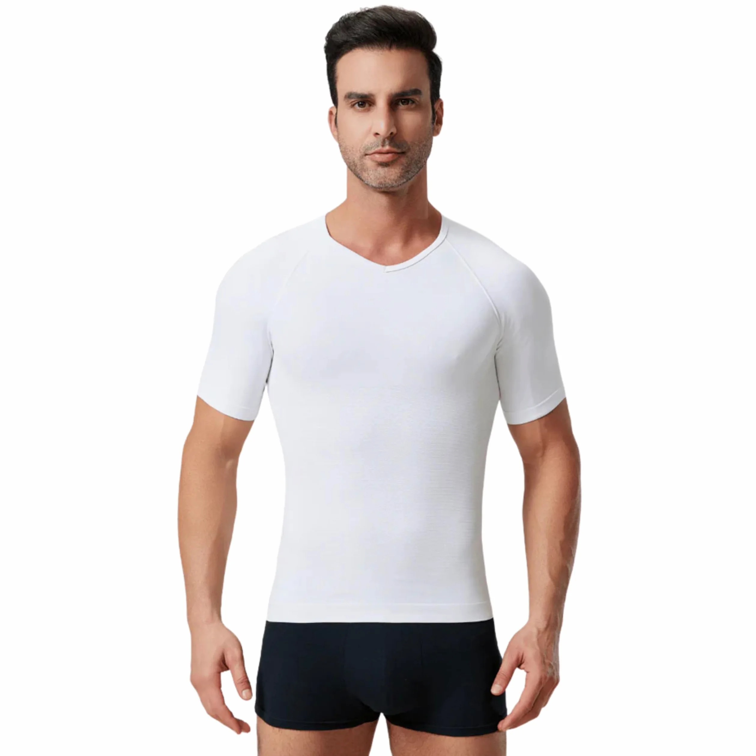 ANAISSA Camiseta Compresión Hombre con Fibra Emana Speed. Camiseta Reductora Hombre Moldea y Estiliza. Camiseta de Compresión Corrector Postural. Control Abdomen, Caderas y Espalda.