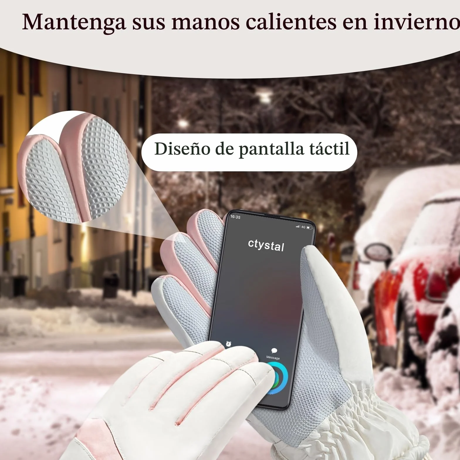Guantes de esquí invierno mujer resistentes al viento térmicos pantalla táctil impermeables forro polar cálidos ciclismo deportes