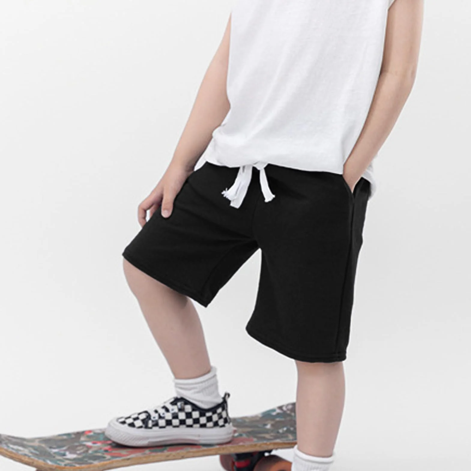 Pantalones Cortos Algodón Verano para Niños Bermuda Color Sólido 3-8 Años