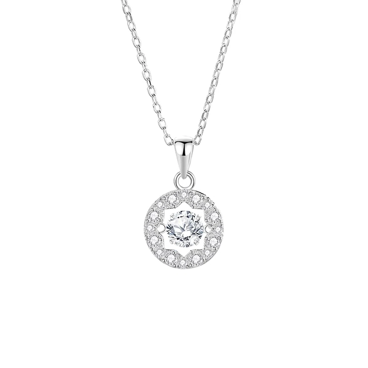 Collares dorados para mujer, collar de boda con estrella geométrica de halo flotante para mujer, moissanita