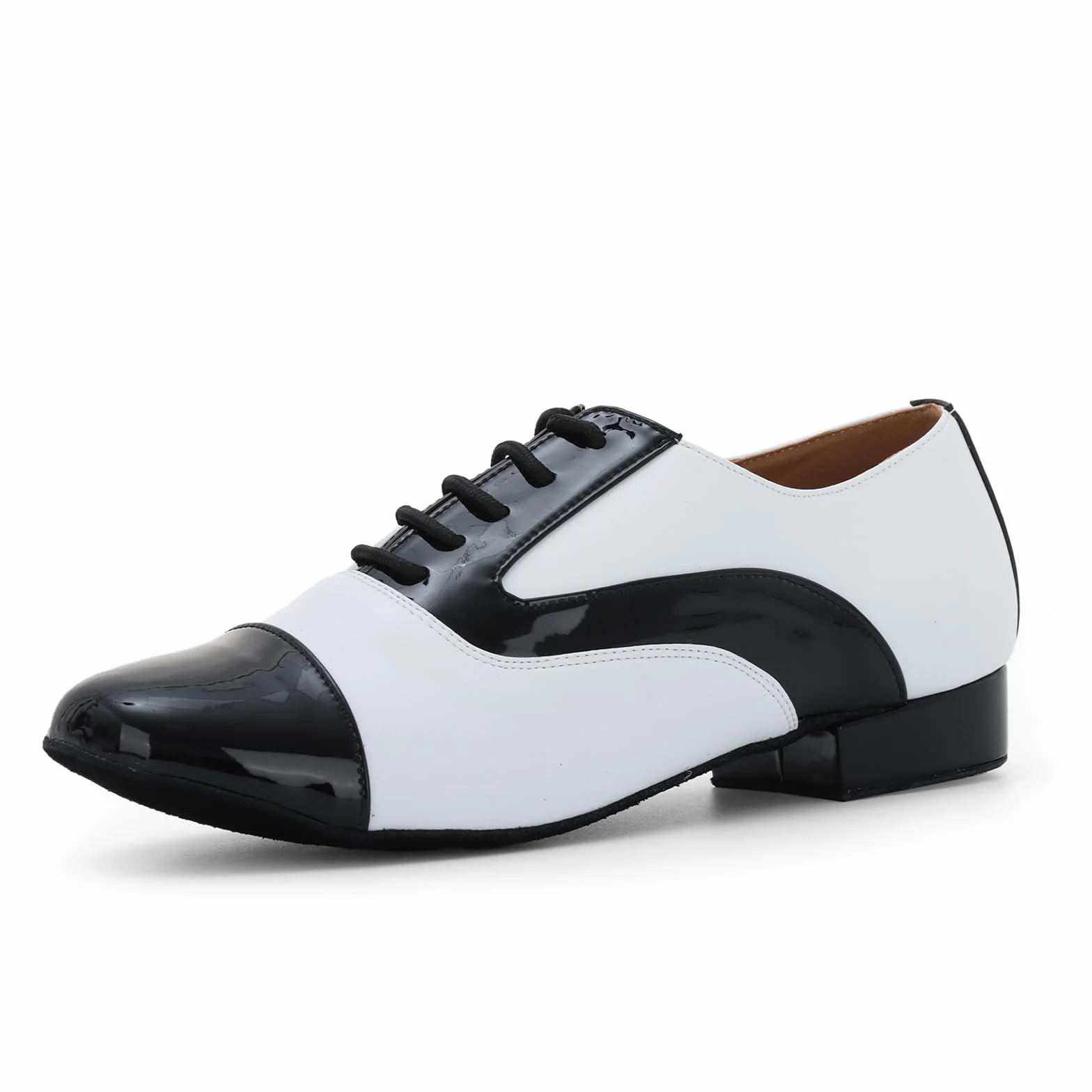 Zapatos de Baile Sintético para Latino Hombre Salsa de Tacón Bajo Práctica Danza Zapatos 2.5 cm,Negro