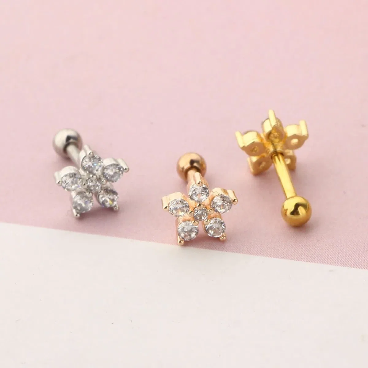 Pendientes de oro real 750, para mujer, diseño de flor con moissanita, pendientes de boda para mujer, oro amarillo