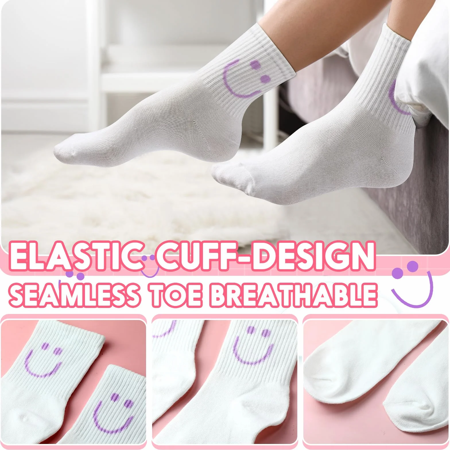 Cuffbow Paquete de 20 calcetines Crazy Funny Emotion para mujer, calcetines de algodón suave, 20 diseños divertidos diferentes